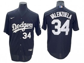 Los Angeles Dodgers #34 Fernando Valenzuela Black Turn Back The Clock Jersey