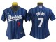 Los Angeles Dodgers #7 Julio Urías Blue Pinstripe Cool Base Jersey