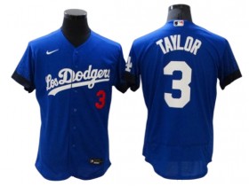 Los Angeles Dodgers #3 Chris Taylor Royal City Connect Flex Base Jersey