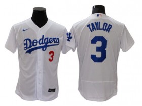 Los Angeles Dodgers #3 Chris Taylor White Home Flex Base Jersey