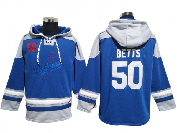 Los Angeles Dodgers #50 Mookie Betts Blue Pullover Hoodie