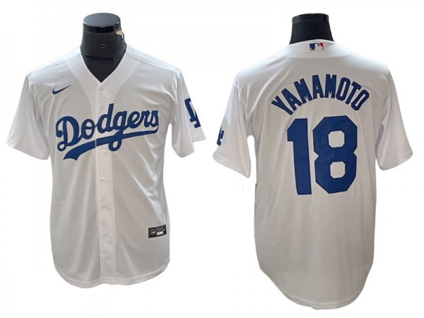 Los Angeles Dodgers #18 Yoshinobu Yamamoto White Cool Base Jersey