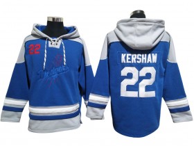 Los Angeles Dodgers #22 Clayton Kershaw Blue Pullover Hoodie