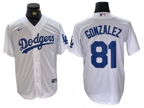 Los Angeles Dodgers #81 Victor Gonzalez White Cool Base Jersey