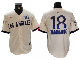 Los Angeles Dodgers #18 Yoshinobu Yamamoto Cream 2024 City Connect Limited Jersey