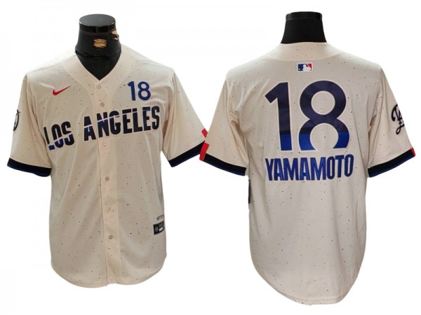 Los Angeles Dodgers #18 Yoshinobu Yamamoto Cream 2024 City Connect Limited Jersey Los Angeles Dodgers #18 Yoshinobu Yamamoto Cream 2024 City Connect Limited Jersey