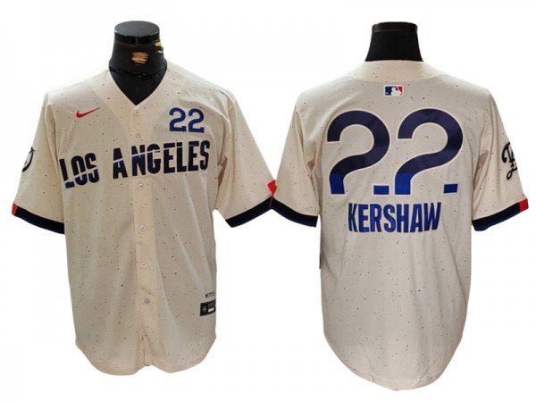 Los Angeles Dodgers #22 Clayton Kershaw Cream 2024 City Connect Limited Jersey