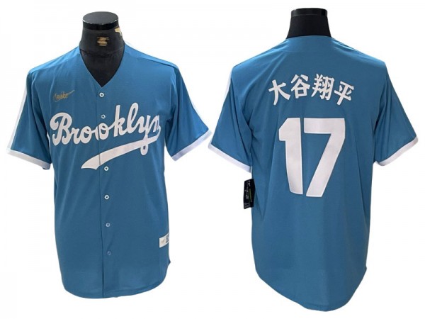 Los Angeles Dodgers #17 "大谷翔平" Light Blue Alternate Cooperstown Collection Jersey