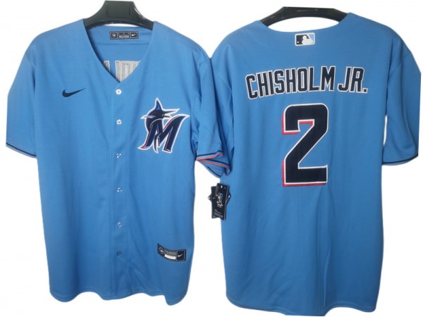 Miami Marlins #2 Jazz Chisholm Jr. Light Blue Alternate Cool Base Jersey