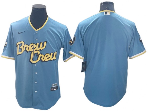 Milwaukee Brewers Blank Powder Blue 2022 City Connect Cool Base Jersey