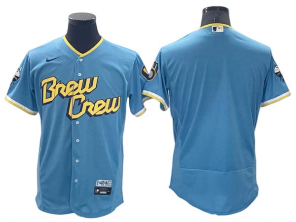 Milwaukee Brewers Blank Powder Blue 2022 City Connect Flex Base Jersey