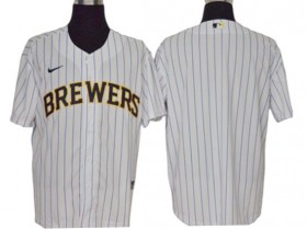 Milwaukee Brewers Blank White Pinstripe Alternate Cool Base Jersey