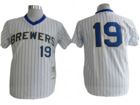 Milwaukee Brewers #19 Robin Yount White Pinstripe 1982 Throwback Jersey