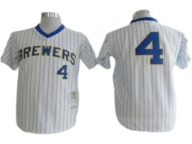 Milwaukee Brewers #4 Paul Molitor White Pinstripe 1982 Throwback Jersey