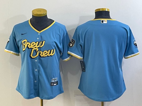 Milwaukee Brewers Blank Powder Blue 2022 City Connect Cool Base Jersey