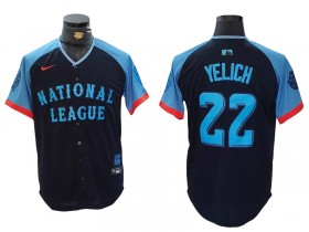 National League #22 Christian Yelich Navy 2024 MLB All-Star Game Limited Jersey