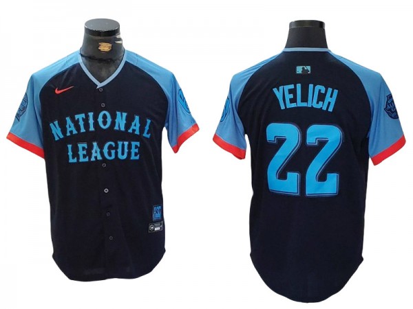 National League #22 Christian Yelich Navy 2024 MLB All-Star Game Limited Jersey