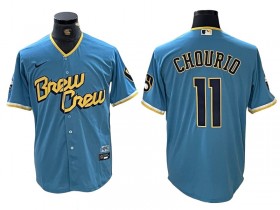 Milwaukee Brewers #11 Jackson Chourio Powder Blue 2022 City Connect Cool Base Jersey	