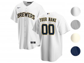 Custom Milwaukee Brewers Cool Base Jersey - Cream/White/Gray/Navy 