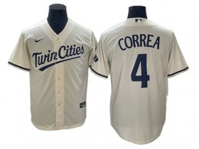 Minnesota Twins #4 Carlos Correa Cream Alternate Cool Base Jersey