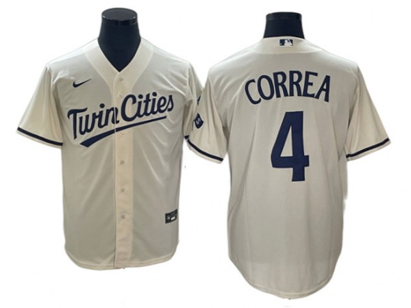 Minnesota Twins #4 Carlos Correa Cream Alternate Cool Base Jersey