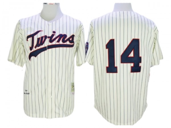 Minnesota Twins #14 Kent Hrbek Cream Stripe 1969 Throwback Jersey