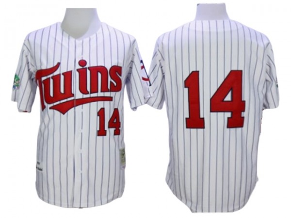 Minnesota Twins #14 Kent Hrbek White Stripe 1991 Throwback Jersey