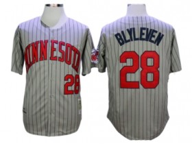 Minnesota Twins #28 Bert Blyleven Grey Stripe 1987 Throwback Jersey