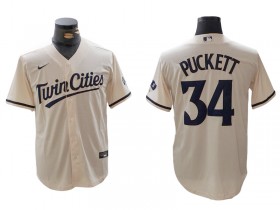 Minnesota Twins #34 Kirby Puckett Cream Alternate Jersey