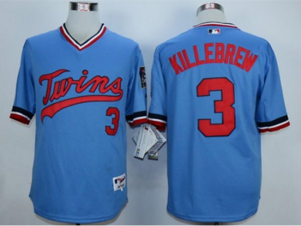 Minnesota Twins #3 Harmon Killebrew Light Blue Cooperstown Jersey