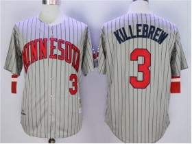 Minnesota Twins #3 Harmon Killebrew Gray Stripe 1987 Throwback Jersey