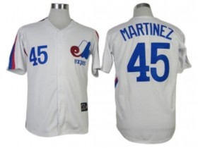 Montreal Expos #45 Pedro Martinez White Throwback Jersey