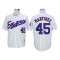 Montreal Expos #45 Pedro Martinez White Pinstripe Throwback Jersey