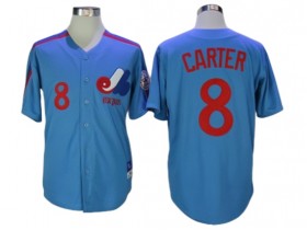 Montreal Expos #8 Gary Carter Blue Throwback Jersey