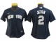 Women's New York Yankees #2 Derek Jeter Cool Base Jersey - White/Navy/Gray