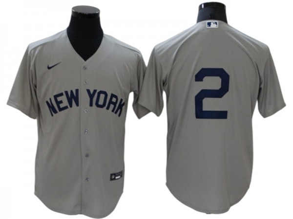 New York Yankees #2 Derek Jeter Gray Away Cool Base Jersey