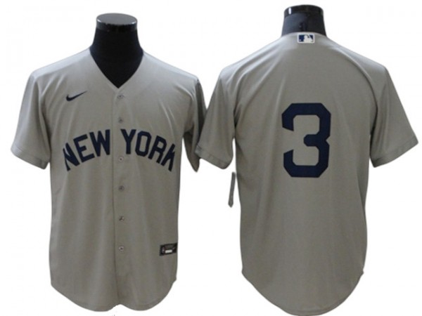 New York Yankees #3 Babe Ruth Gray Cool Base Jersey