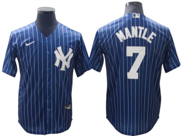 New York Yankees #7 Mickey Mantle Blue Pinstripe Cool Base Jersey