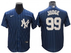 New York Yankees #99 Aaron Judge Blue Pinstripe Cool Base Jersey