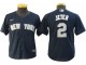 Youth New York Yankees #2 Derek Jeter Cool Base Player Name Jersey-White/Navy/Gray