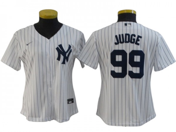 Women's New York Yankees #99 Aaron Judge Cool Base Player Name Jersey - White/Gray/Navy