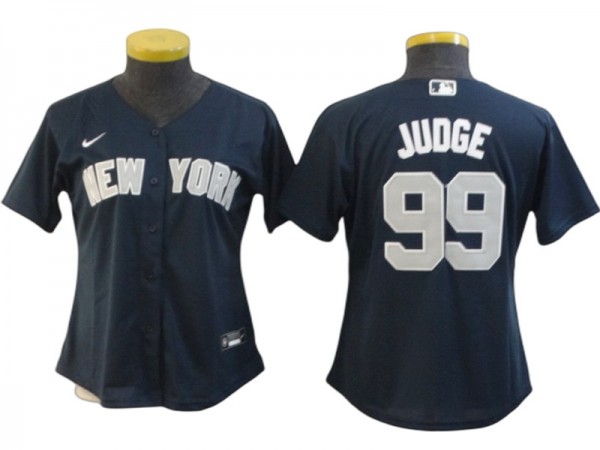 Women's New York Yankees #99 Aaron Judge Cool Base Player Name Jersey - White/Gray/Navy