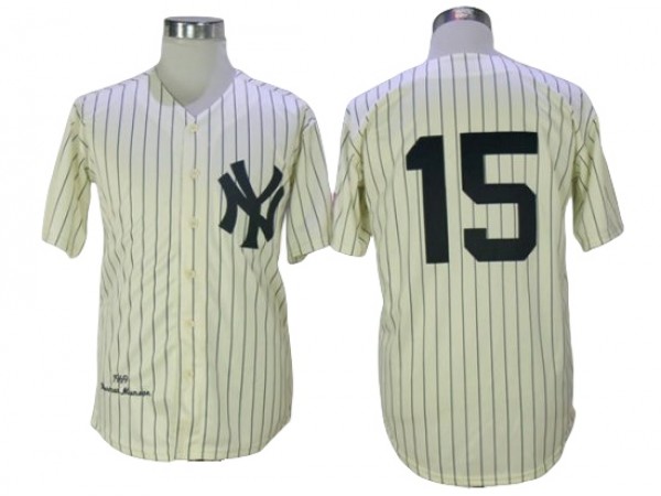 New York Yankees #15 Thurman Munson Cream 1969 Throwback Jersey