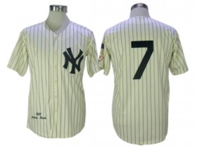 New York Yankees #7 Mickey Mantle Cream Throwback Jersey