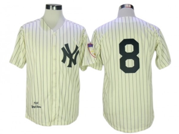 New York Yankees #8 Yogi Berra Cream 1951 Throwback Jersey New York Yankees #8 Yogi Berra Cream 1951 Throwback Jersey