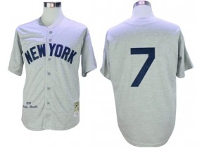 New York Yankees #7 Mickey Mantle Gray 1952 Road Throwback Jersey