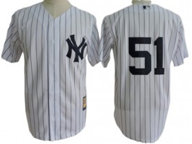 New York Yankees #51 Bernie Williams White Cooperstown Collection Throwback Jersey