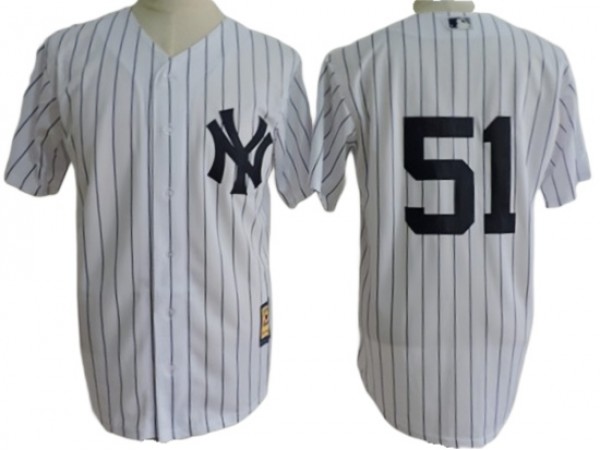 New York Yankees #51 Bernie Williams White Cooperstown Collection Throwback Jersey