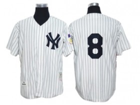 New York Yankees #8 Yogi Berra White Throwback Jersey