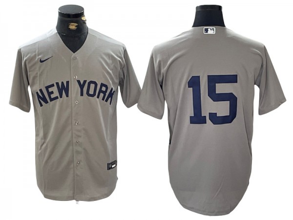 New York Yankees #15 Thurman Munson Gray Away Jersey